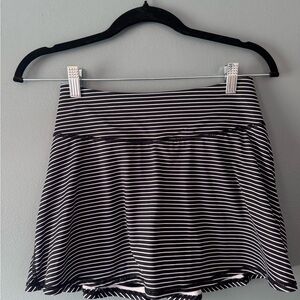Kyodan Black and White Striped Circle Skater Skirt